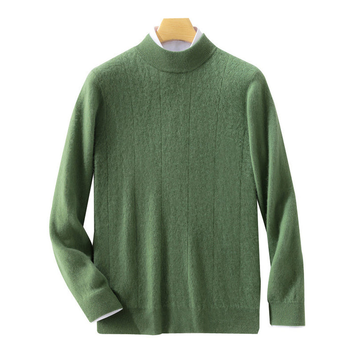 Herren Feiner Stehkragenpullover aus Kaschmir‑Optik mit dezenter Diagonalstruktur und schmalem Bund Echoarchiv