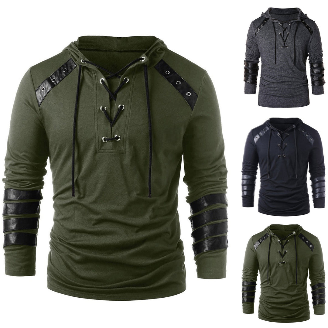 Herren Hoodie mit innovativem Leder-Detail Echoarchiv