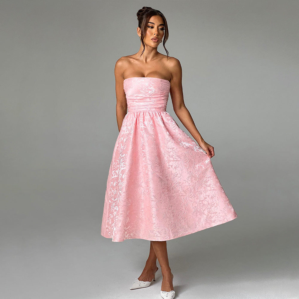 Damen Ballkleid mit schulterfreiem Design und fließendem Rock Echo Archiv