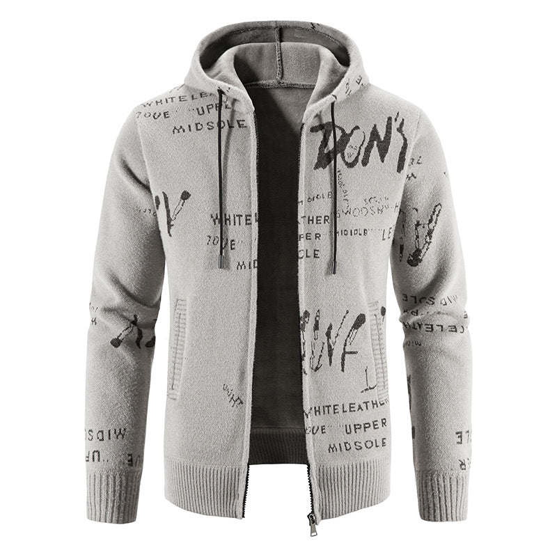 Herren modische Kapuzenjacke mit kreativem Print Echoarchiv