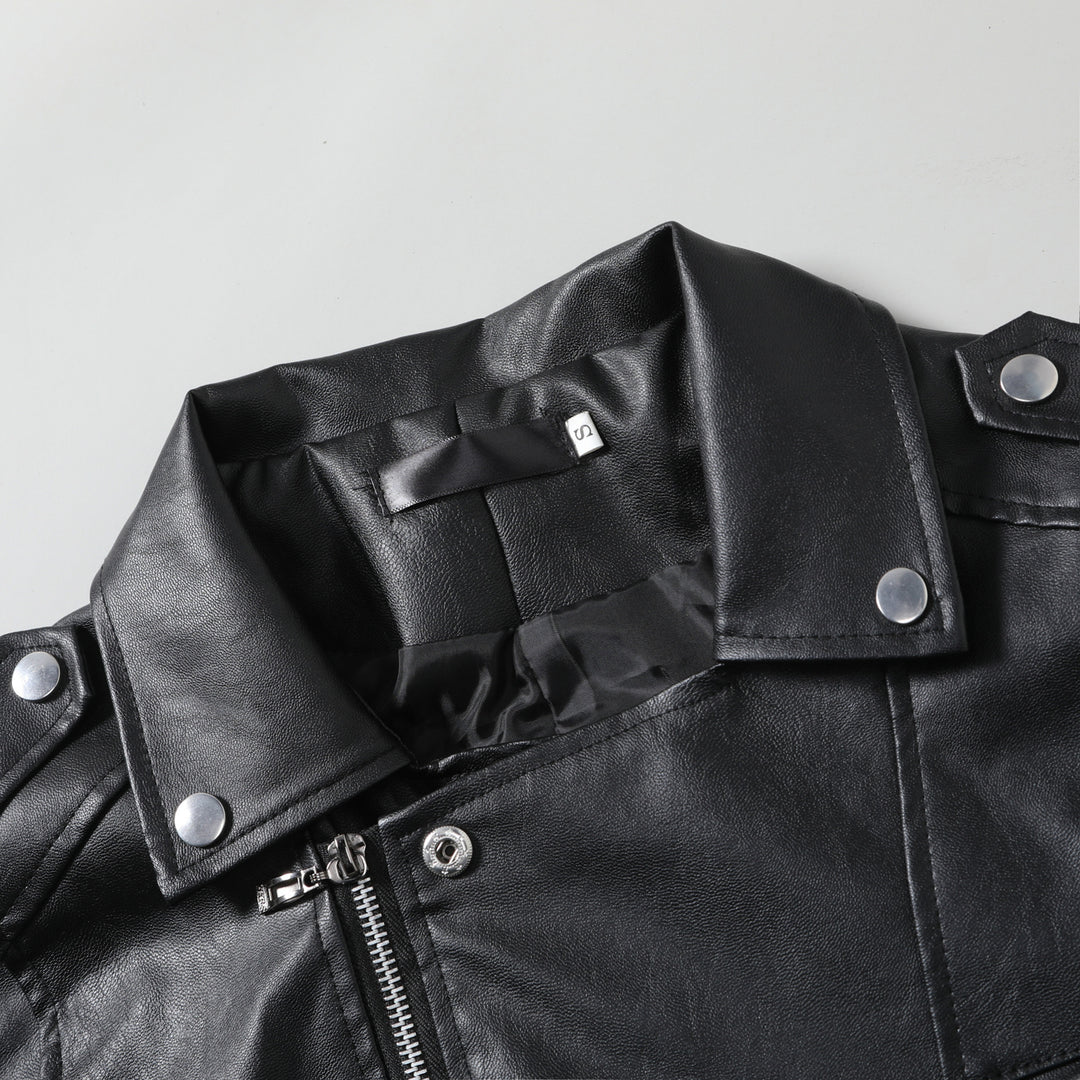 Herren lässige Bikerjacke aus hochwertigem Leder mit asymmetrischem Reißverschluss Echoarchiv