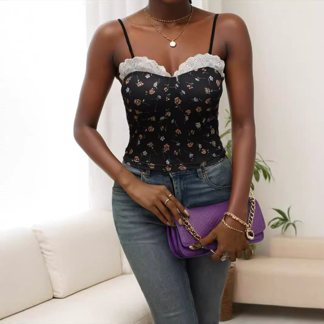 Damen Spitzen-Cami-Top mit floralem Design Echo Archiv