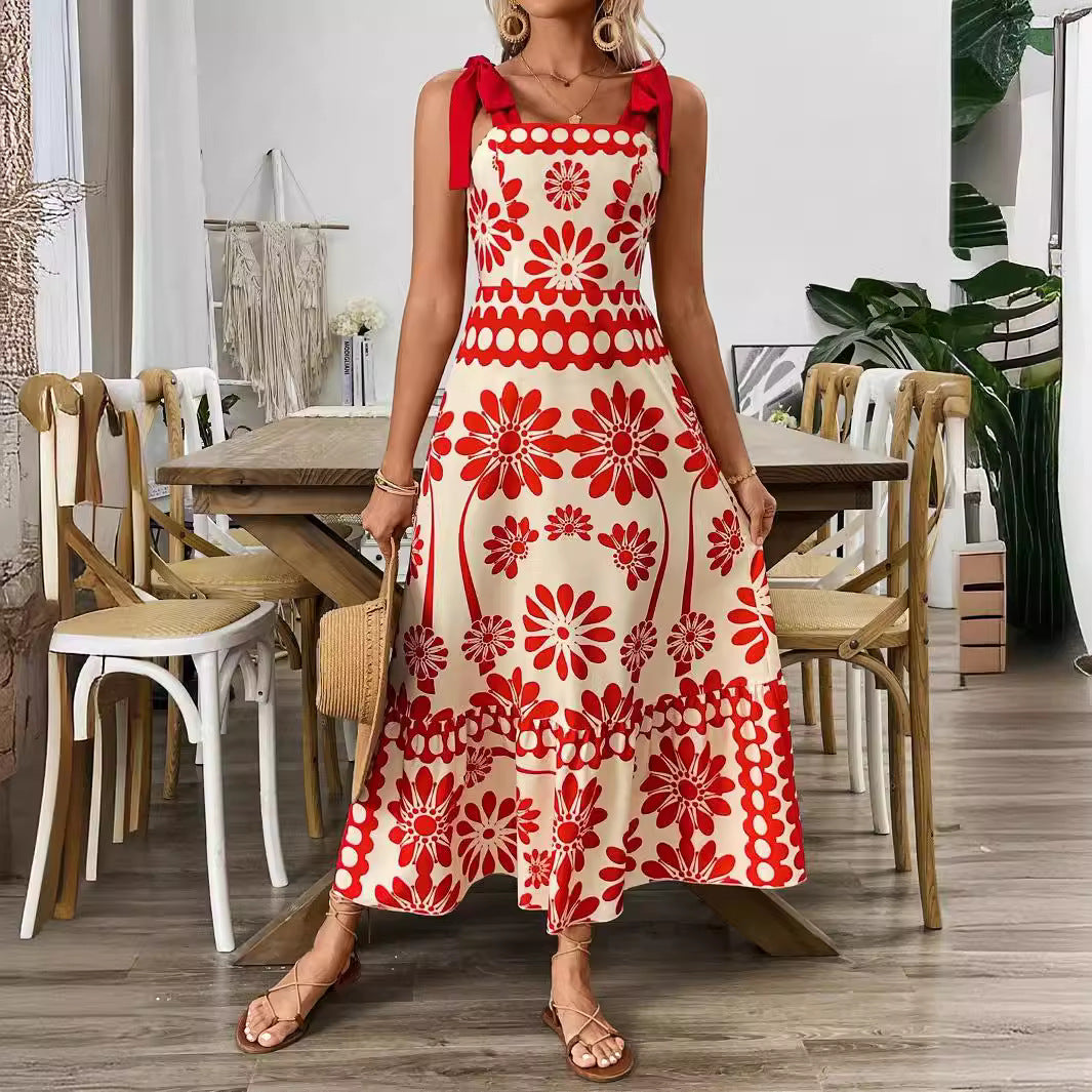 Damen Elegantes Maxikleid mit Blumenmuster und charmanten Trägern Echo Archiv