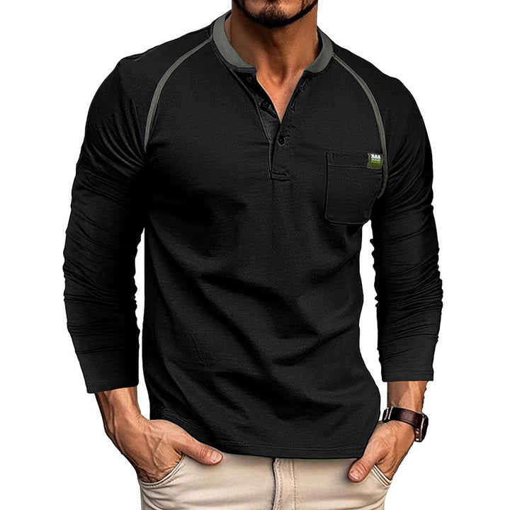 Herren Langarmshirt mit modischem Henley-Ausschnitt Echoarchiv