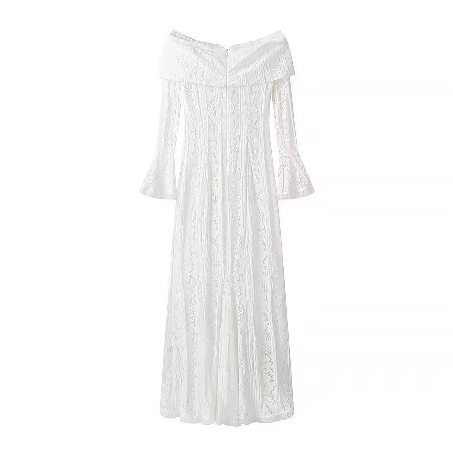 Damen Maxikleid aus Spitze mit schulterfreiem Carmenausschnitt und Glockenärmeln Echo Archiv