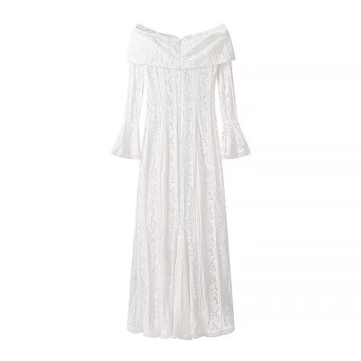 Damen Maxikleid aus Spitze mit schulterfreiem Carmenausschnitt und Glockenärmeln Echo Archiv