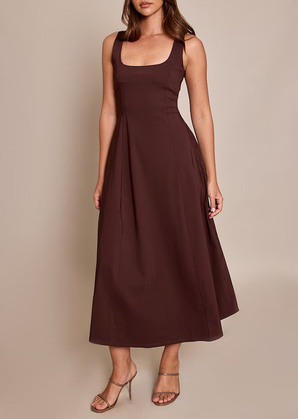 Damen Midikleid mit quadratischem Ausschnitt und weitem Rock Echo Archiv