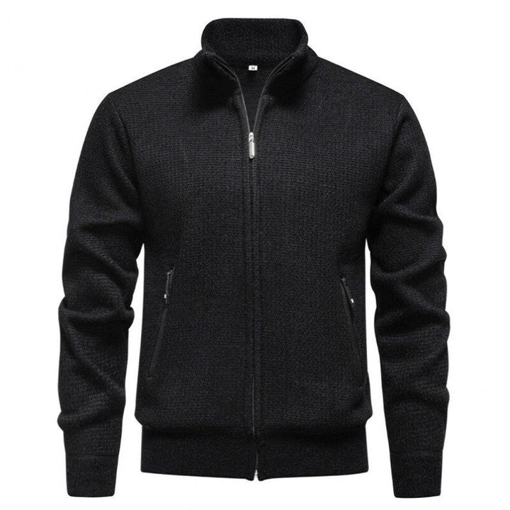 Herren Texturierter Zip-Strickcardigan mit Stehkragen, Waffelstruktur und Reißverschlusstaschen Echo Archiv