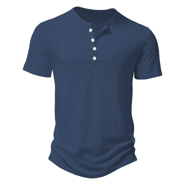 Herren Kurzarm-Henley-T-Shirt mit atmungsaktivem Design und praktischen Knöpfen Echoarchiv
