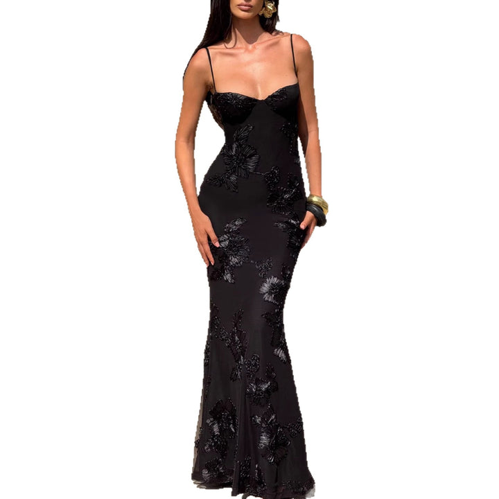 Damen Elegantes Abendkleid mit floralem Spitzenmotiv und tailliertem Schnitt Echo Archiv