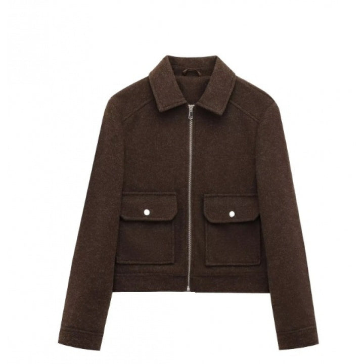 Damen Kurzjacke im Velours‑Optik mit Klapp‑Pattentaschen und durchgehendem Reißverschluss Echo Archiv