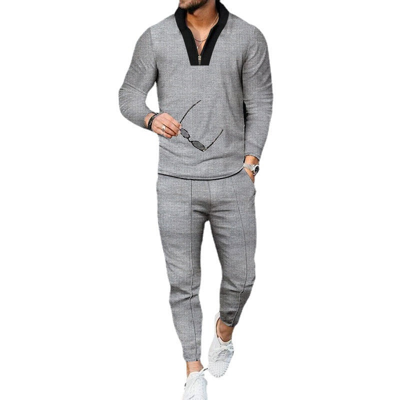 Herren sportliches Freizeit-Jogginganzug mit Hochkragen und eleganter Struktur Echoarchiv
