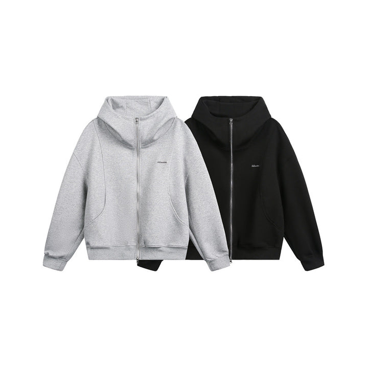 Damen Locker geschnittene Reißverschluss-Hoodie mit hohem Funnelkragen und Zwei-Wege-Funktion Echoarchiv
