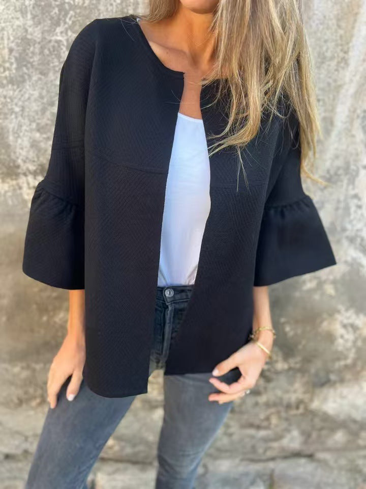 Damen Kurzjacke aus Strukturstrick mit 3/4 Ballonärmeln Echo Archiv