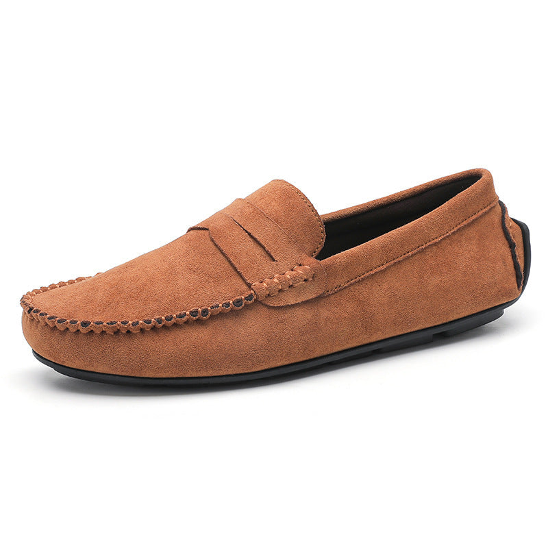 Herren elegante Veloursleder-Mokassin Fahrerhalbschuhe mit handgenähter Vordernaht und flexibler Gummiprofilsohle Echo Archiv