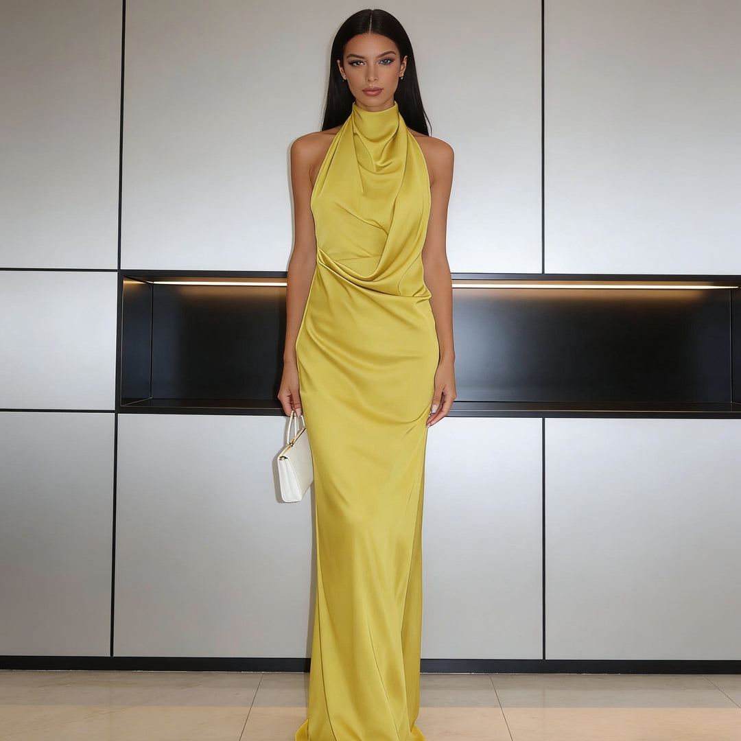 Damen Elegantes Abendkleid mit asymmetrischem Kragen Echo Archiv