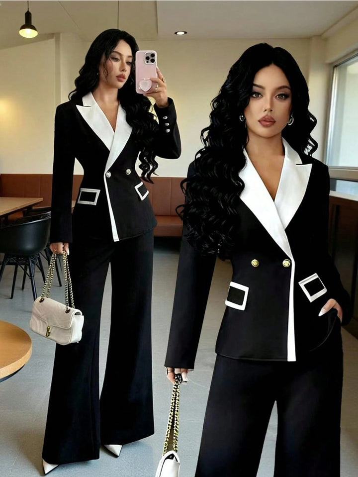 Damen Elegantes Doppelreihiges Blazer-Set Echo Archiv