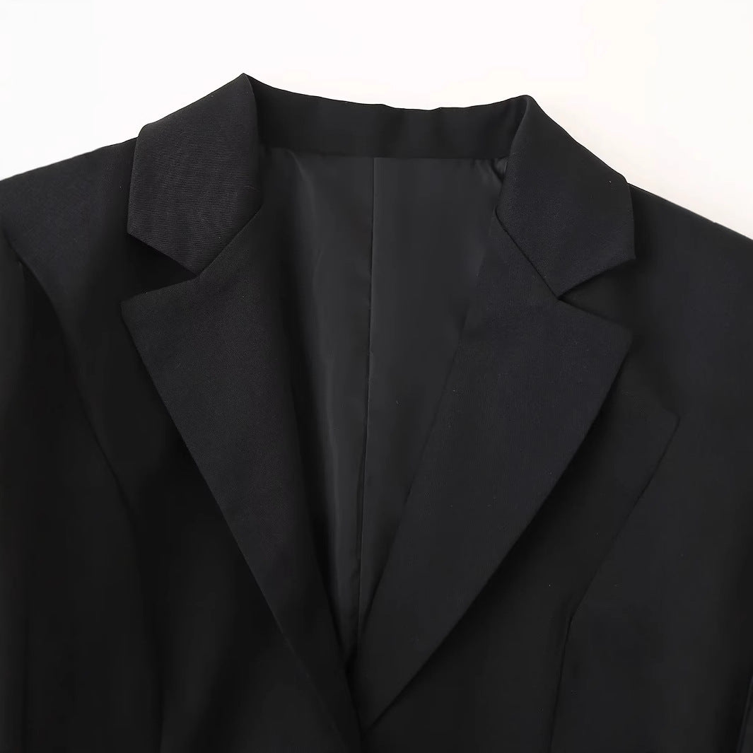 Damen taillierter Longblazer mit Reverskragen, drei Knöpfen und Pattentaschen – Valéne