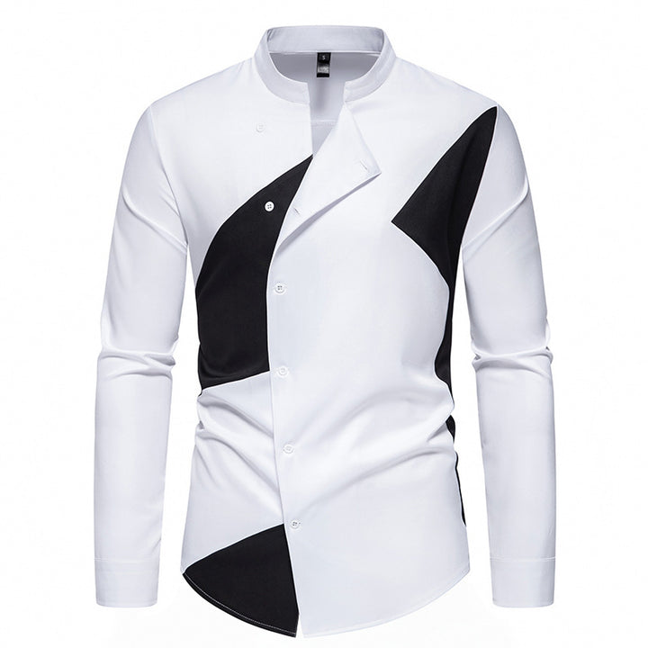 Herren Designer Hemd mit asymmetrischem Farbblock Echoarchiv