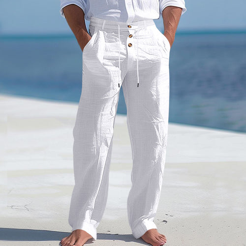 Herren lässige Strandhose mit elastischem Bund und Druckknopf Echoarchiv