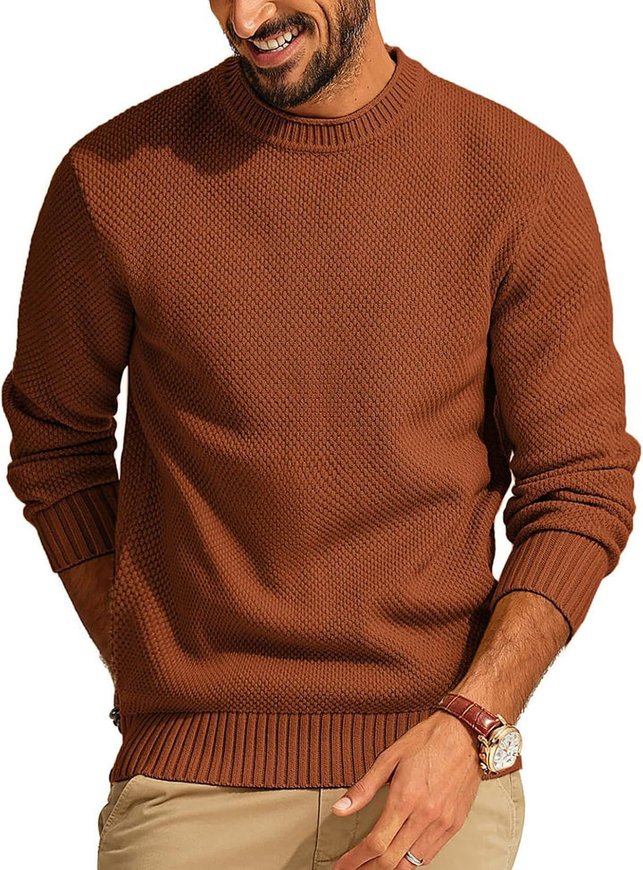 Herren Waffelstrick-Pullover mit Rundhalsausschnitt Echo Archiv