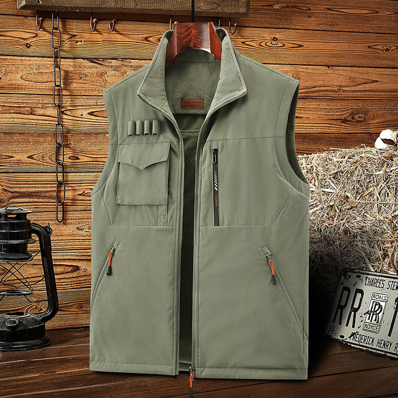 Herren Multifunktionale Outdoor‑Weste mit Fleece‑Futter, Mehrfachtaschen und Patronen‑Schlaufen – Marzano