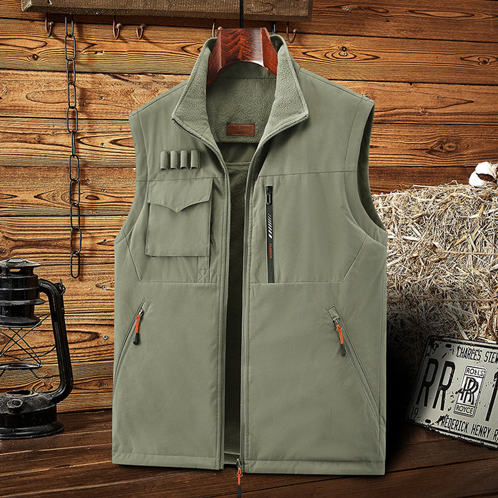 Herren Multifunktionale Outdoor‑Weste mit Fleece‑Futter, Mehrfachtaschen und Patronen‑Schlaufen – Marzano