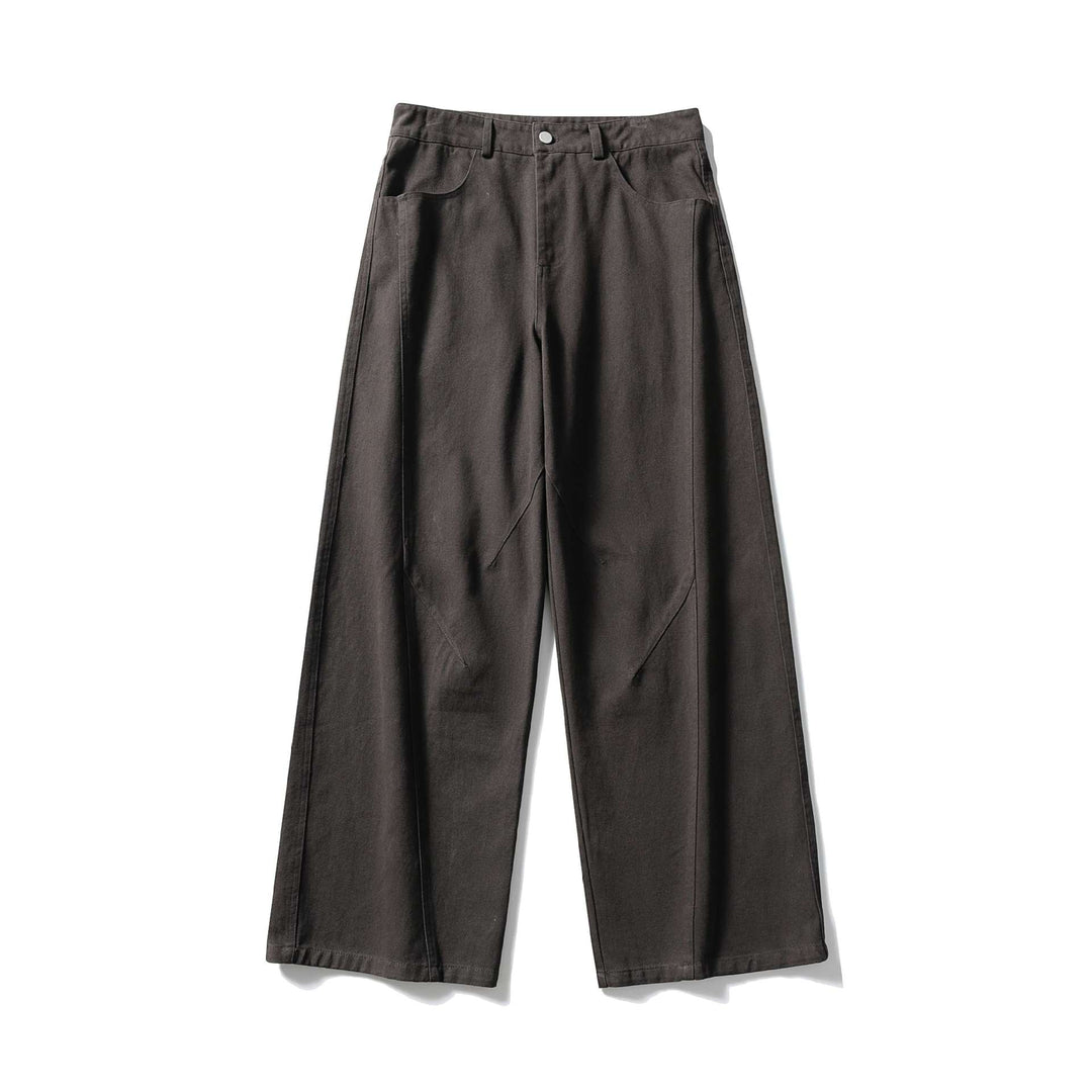 Damen Hochtaillierte weite Culotte‑Hose aus Baumwoll‑Twill mit Ziersteilnähten Echoarchiv