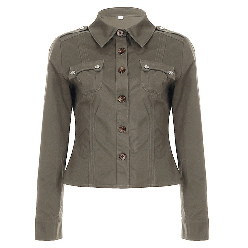 Damen Taillierte Hemdjacke mit Brusttaschen und markanter Nahtführung – Célinea