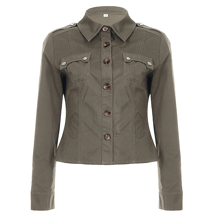 Damen Taillierte Hemdjacke mit Brusttaschen und markanter Nahtführung – Célinea