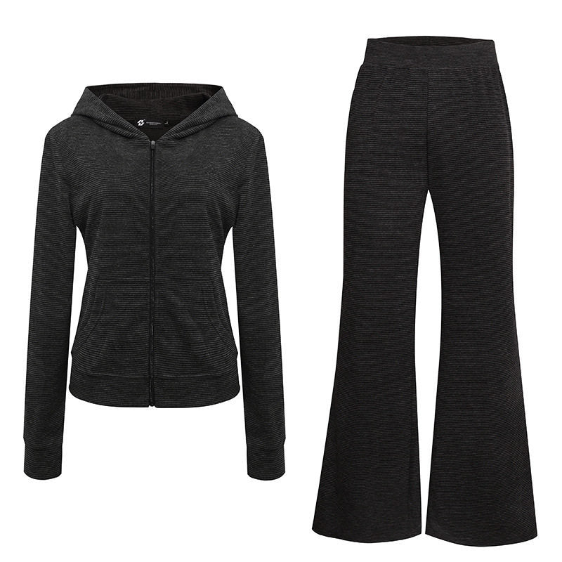 Damen Weite Flared Strickhose mit hohem Bund und ausgestelltem Bein Echoarchiv