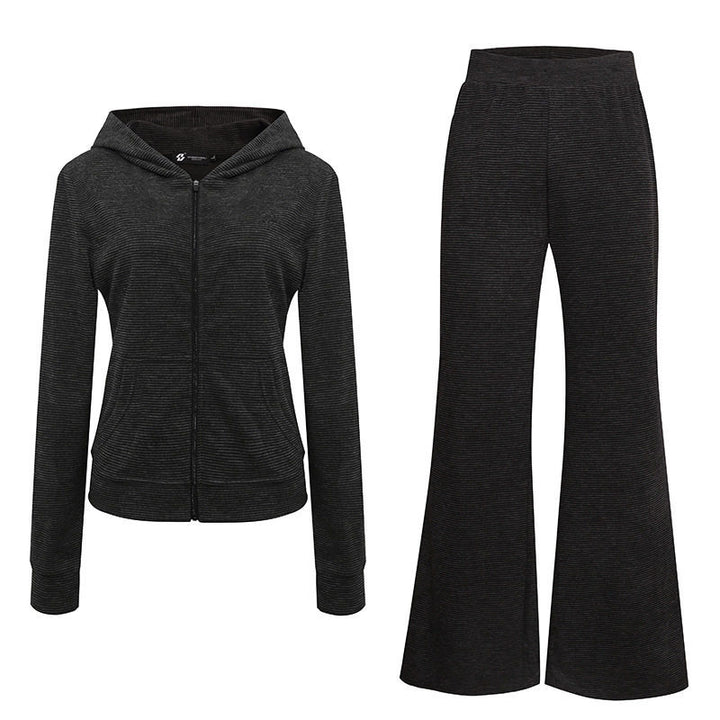 Damen Weite Flared Strickhose mit hohem Bund und ausgestelltem Bein Echoarchiv