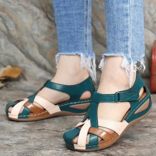 Damen Geschlossene Riemen-Sandalen mit gepolstertem Komfortfußbett und Klettverschluss – Sorelia