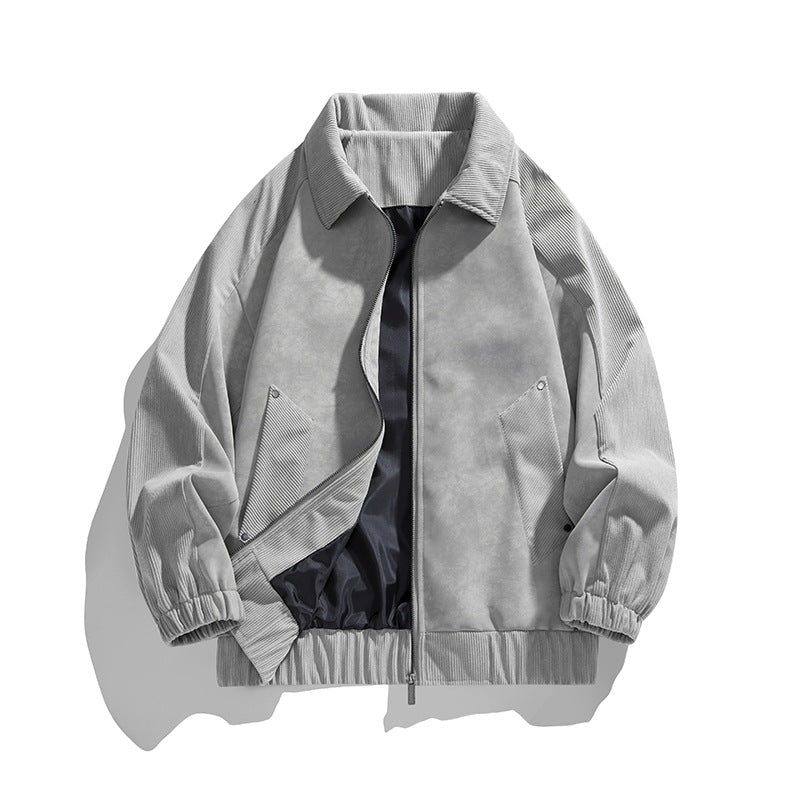Herren Kunstvelours‑Bomberjacke im Oversize‑Boxy‑Cut mit Zwei‑Wege‑Reißverschluss & elastischem Saum Echoarchiv