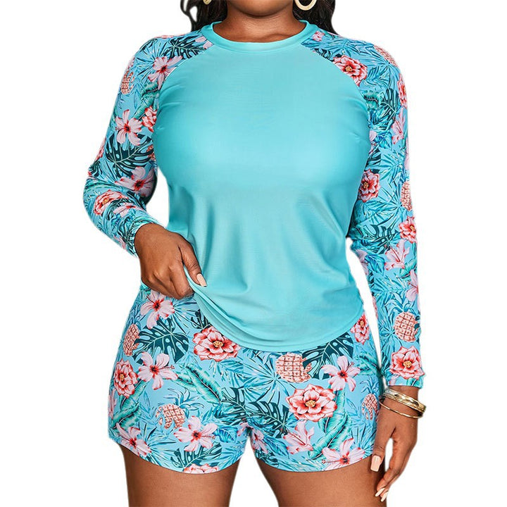 Damen Langarm-Badeoberteil mit floralem Muster und Shorts Echo Archiv