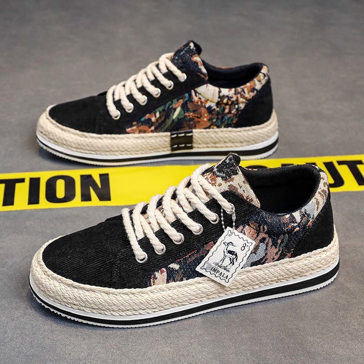 Damen Espadrille-Plateau Sneaker mit Cordoberteil, gewebten Dekorpaneelen und geflochtener Jutemittelsohle Echo Archiv