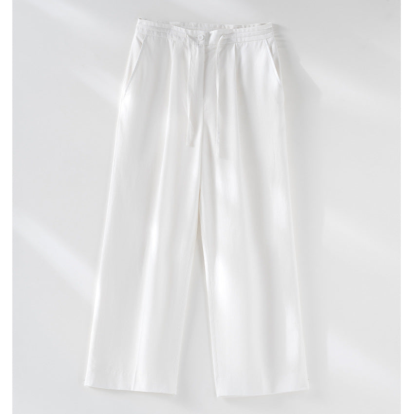 Damen Relaxed Palazzo-Hose aus Viskose‑Leinen mit Bundfalte und Tunnelzug Echoarchiv