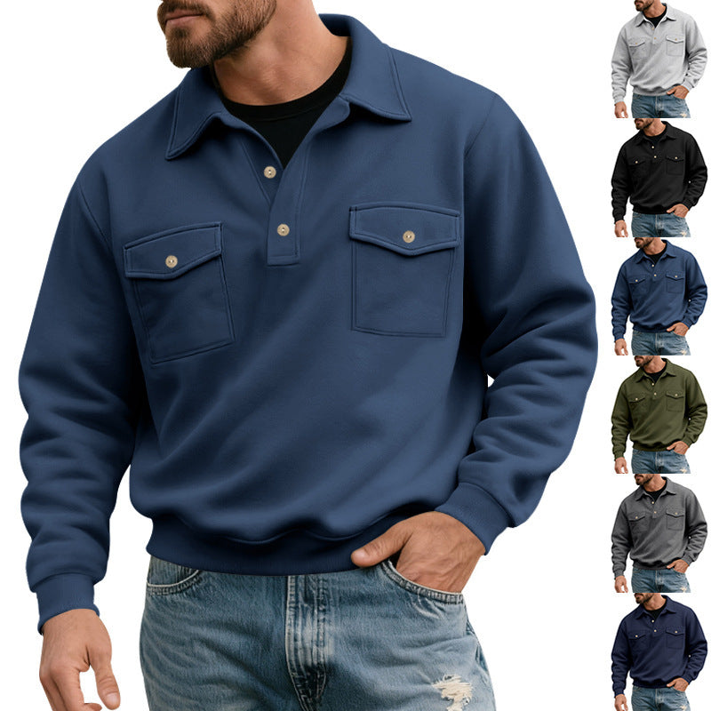 Herren komfortabler Pullover mit praktischen Brusttaschen Echoarchiv