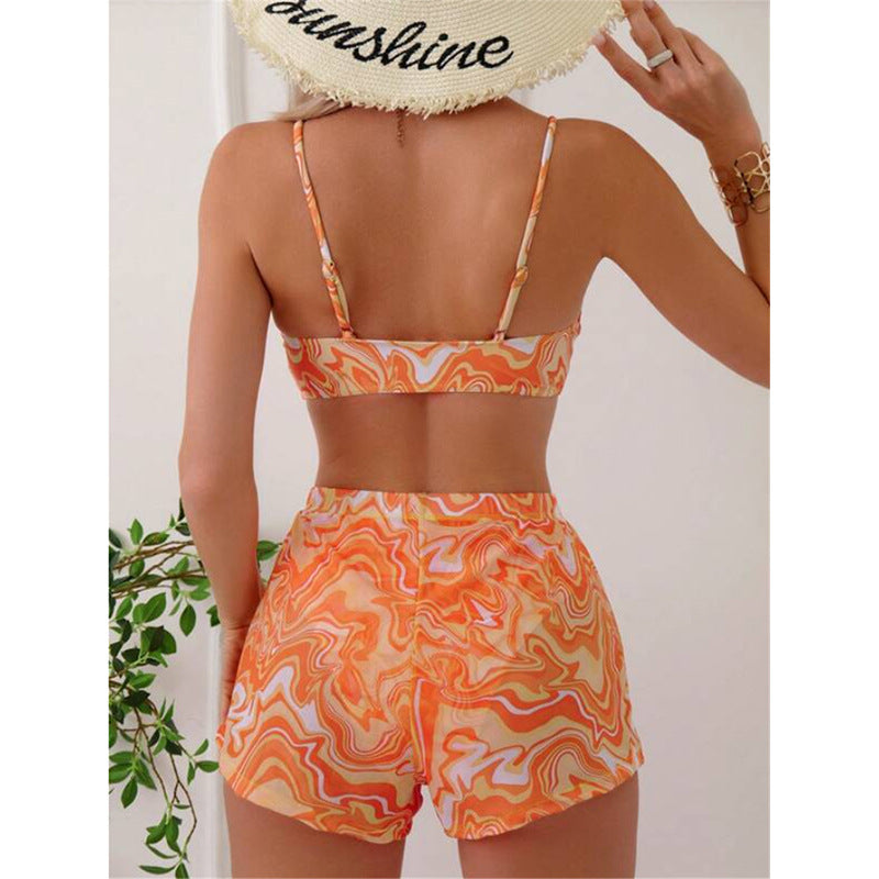 Damen Bikini-Set mit modischem Gummizug und trendy Wellenmuster Echo Archiv