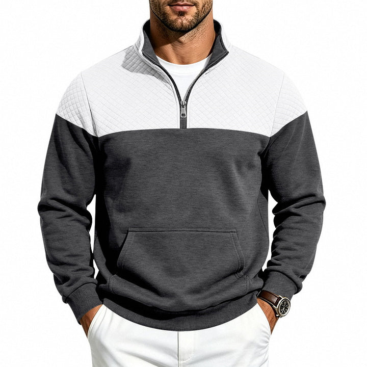 Herren Sweatshirt mit kurzem Reißverschluss, wattierter Brustpartie und Kängurutasche – Norvane