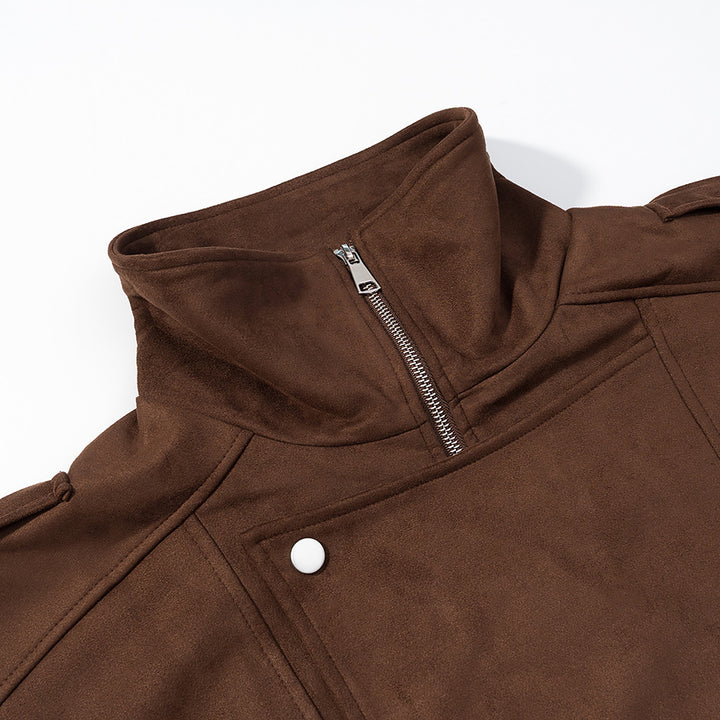 Damen Oversize-Bomberjacke im Velourslook mit hohem Stehkragen und Taillengürtel Echo Archiv