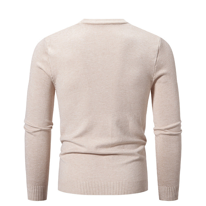 Herren Feiner Strickpullover mit Rundhalsausschnitt und Rippdetails Echoarchiv
