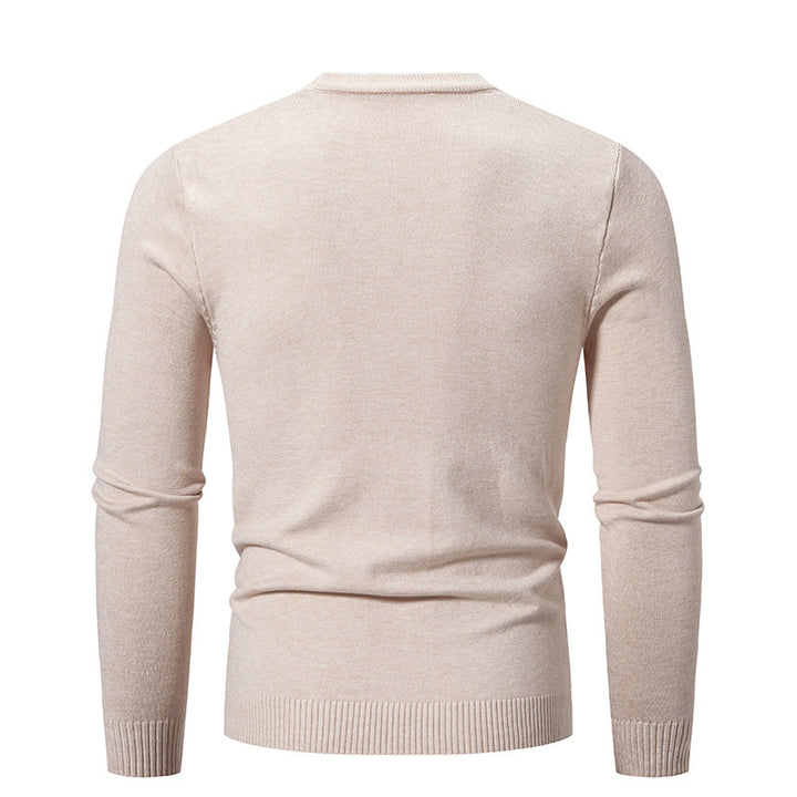 Herren Feiner Strickpullover mit Rundhalsausschnitt und Rippdetails Echoarchiv