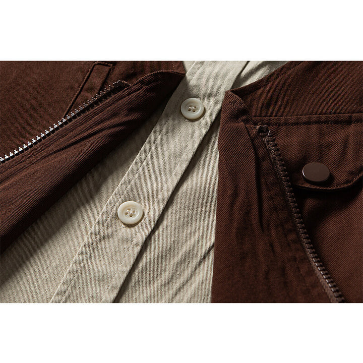 Herren Utility-Weste mit multifunktionalen Taschen, Halbzip und integriertem Hemd-Layer Echoarchiv