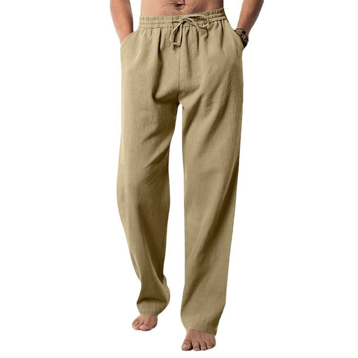 Herren komfortable Leinen-Loungehose mit extra weitem Bein, verstellbarem Kordelbund und atmungsaktiver Sommerqualität – Sorevano