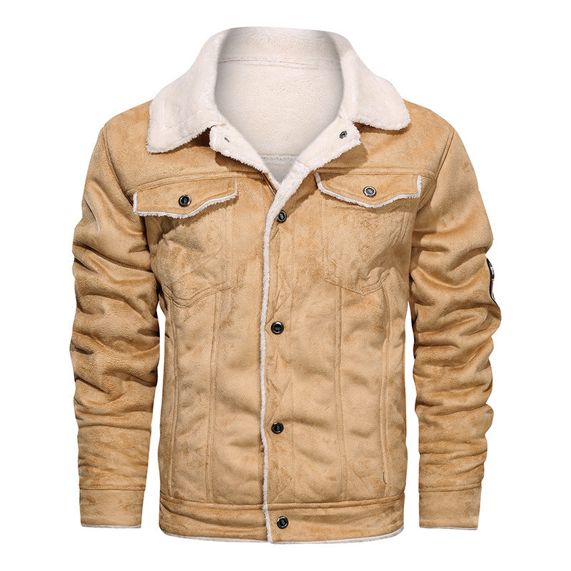 Herren nan gefütterte Lammfelloptik Jeansjacke mit Teddyfutter und Druckknopfleiste Echo Archiv