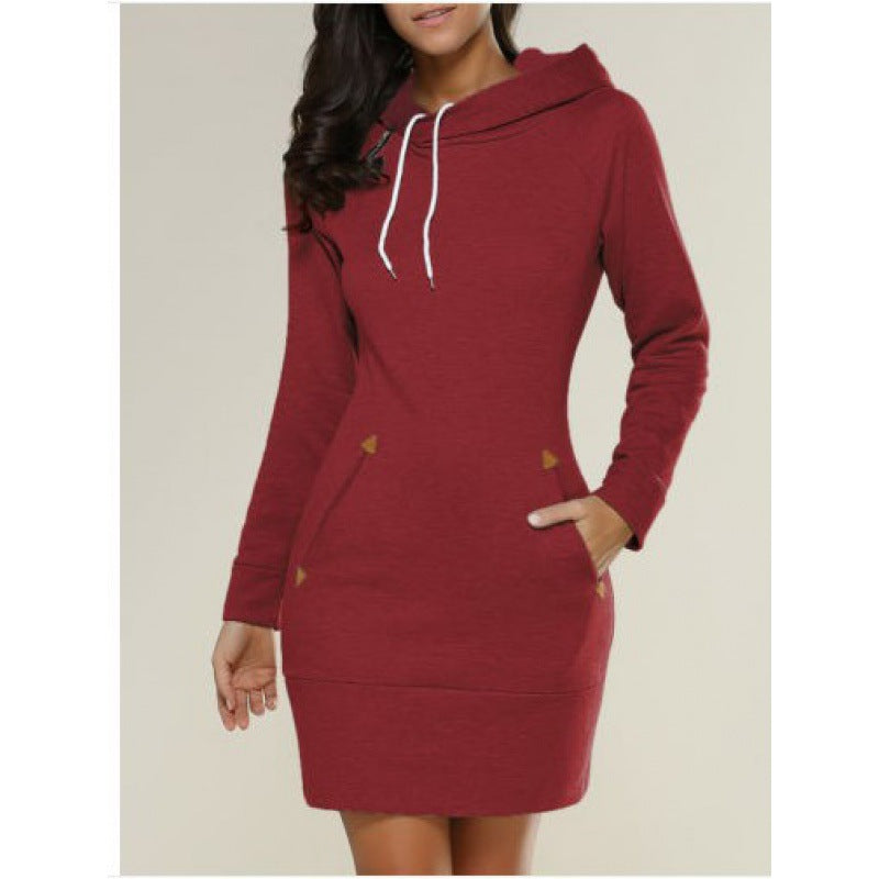 Damen Kapuzenkleid aus Sweat mit Kängurutaschen und taillierter Passform – Avérine
