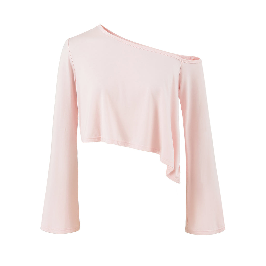 Damen Einschulter-Kurztop mit asymmetrischem Saum und Trompetenärmeln Echoarchiv