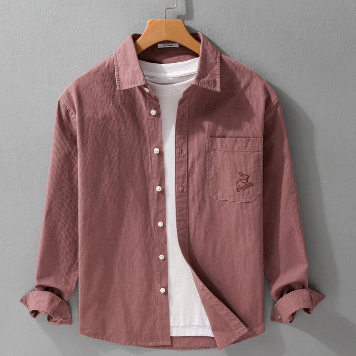 Herren Feines Cord-Überhemd im Overshirt-Stil mit Kentkragen und aufgesetzter Brusttasche Echoarchiv