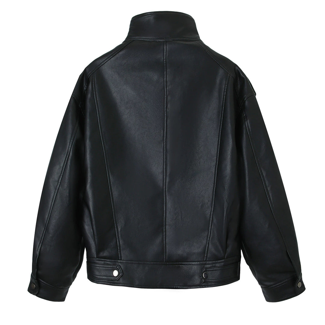 Damen Modische Kunstlederjacke mit hoher Kragen Echo Archiv